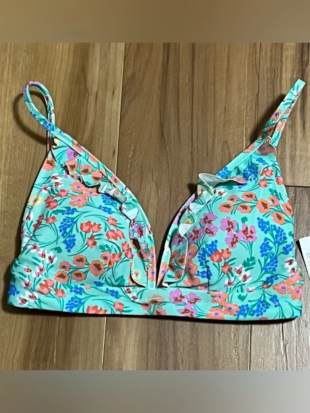 J.Crew Floral Bikini Top Ruffle XXS NWT
